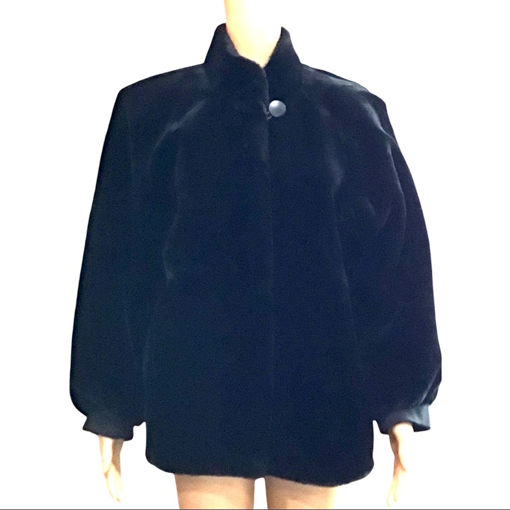 CLEARANCE Vintage 60s Monterey Fashions Luxurious Black Faux Mink Fur Jacket S